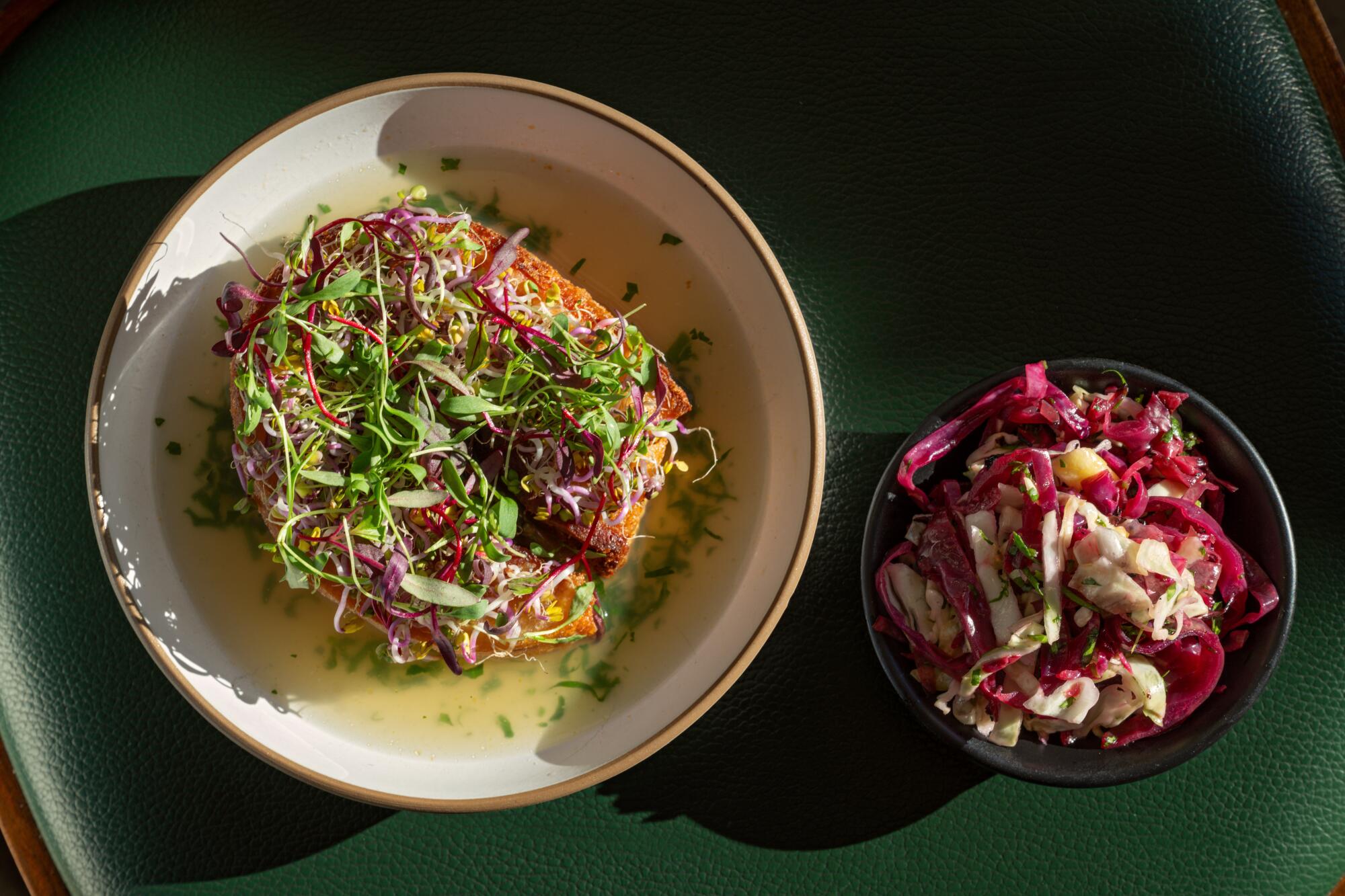 Chicharron (crispy pork belly, garlic mojo, pickled red cabbage) at Broken Spanish Comedor in Culver City.