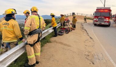 Los Angeles Fire Department rescues woman from vehicle that 'went over a cliff'
