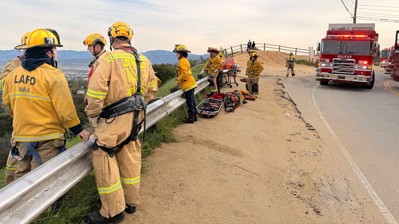 Los Angeles Fire Department rescues woman from vehicle that 'went over a cliff'