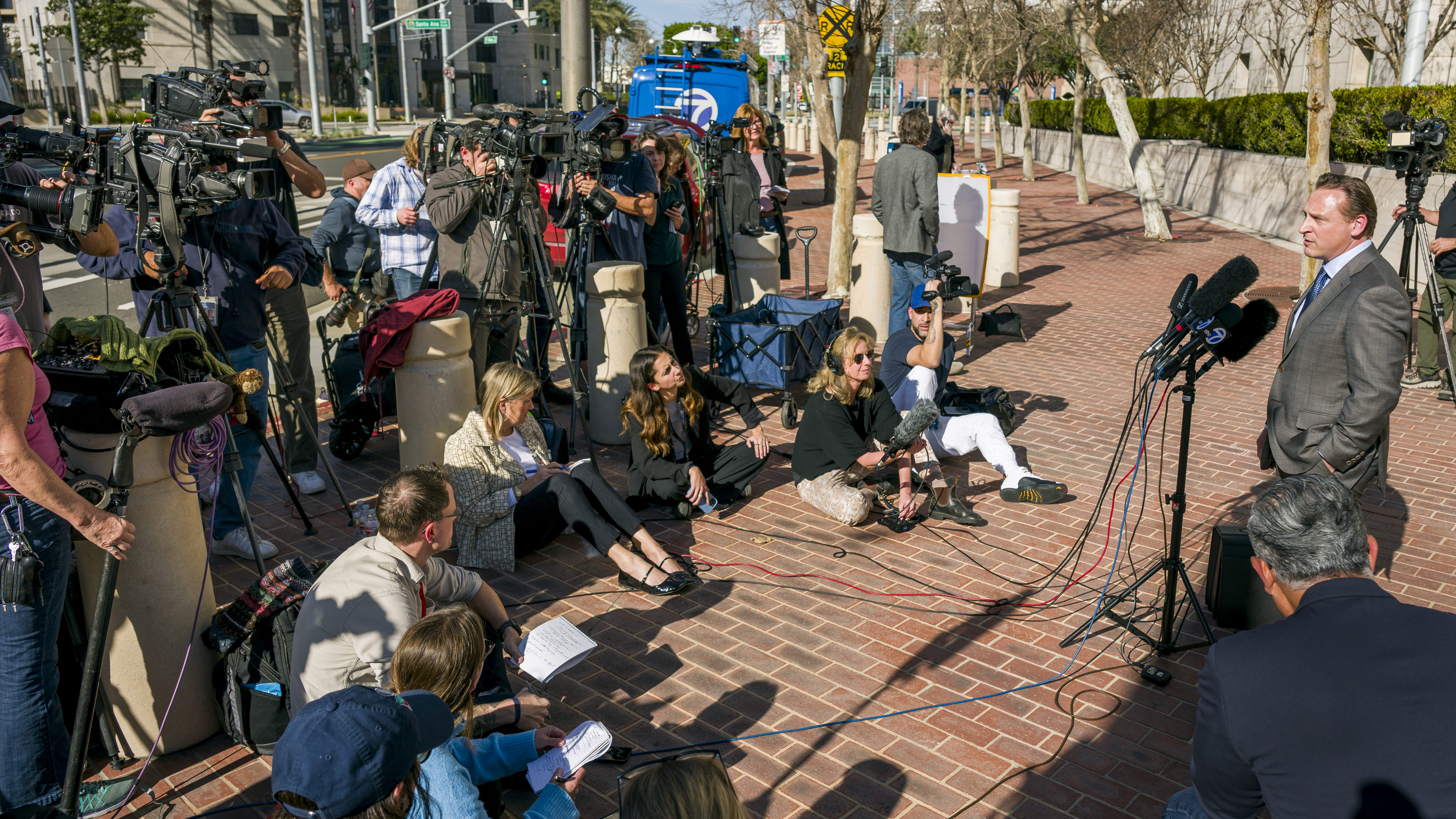 Anthony Colombo, right, defense attorney for former Canadian Olympian Ryan...