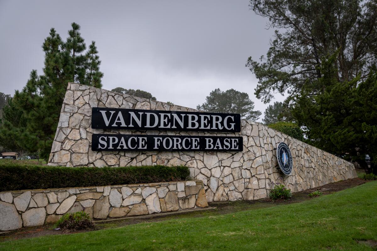 An entrance to the base during a tour of Vandenberg Space Force Base