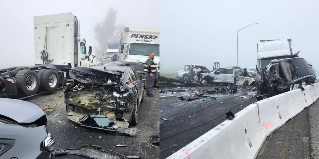 Dense fog reported during massive 150+ vehicle pileup in California