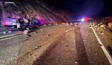 Highway 168 rockslide causes crash, CHP urges caution during storms