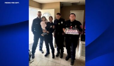 Fresno firefighters surprise birthday girl with cake after oven fire involving cupcakes