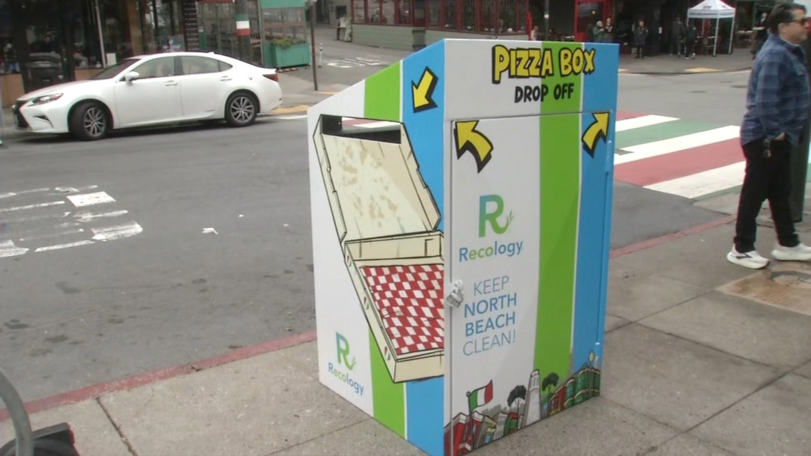 San Francisco installs new trash cans by Recology designed to dispose of pizza boxes in North Beach neighborhood