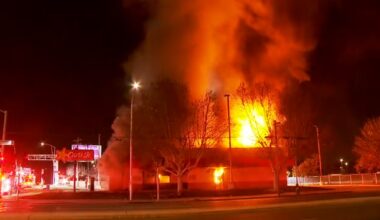 Crews battling large fire at former Carl's Jr. location near Fresno City College