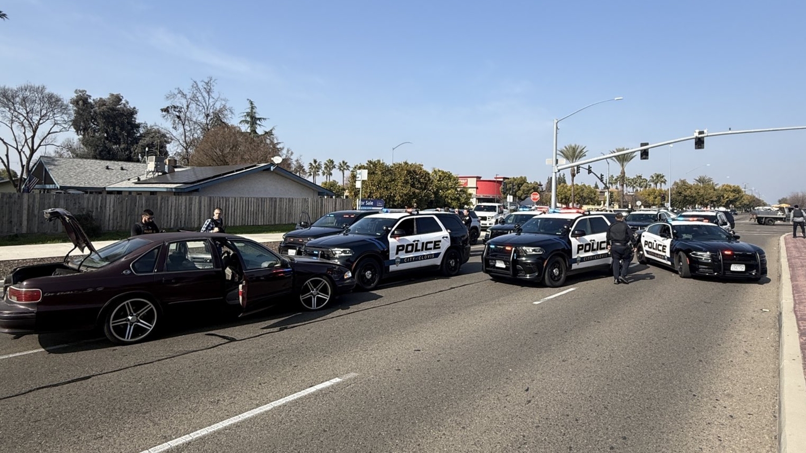 2 suspects detained after shooting leads to car chase, crash in Clovis