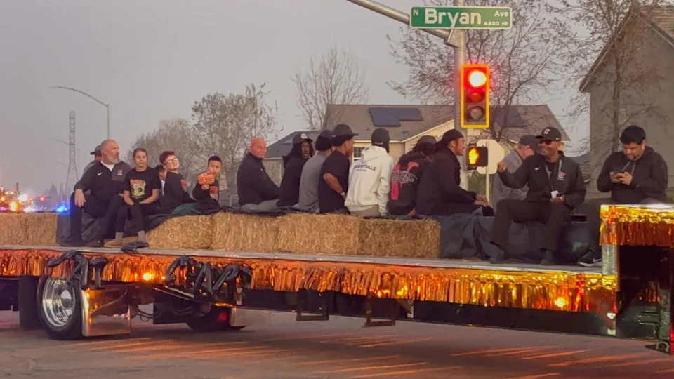 The Central East football team celebrating its CIF Division I-A title on Thursday, Jan. 15, 2026.