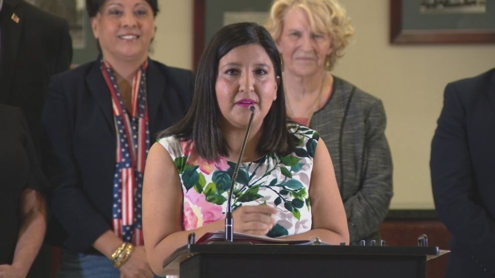 State Senator Melissa Hurtado at the Senate Bill 237 Kern County Press Conference. KBAK//KBFX{p}{/p}