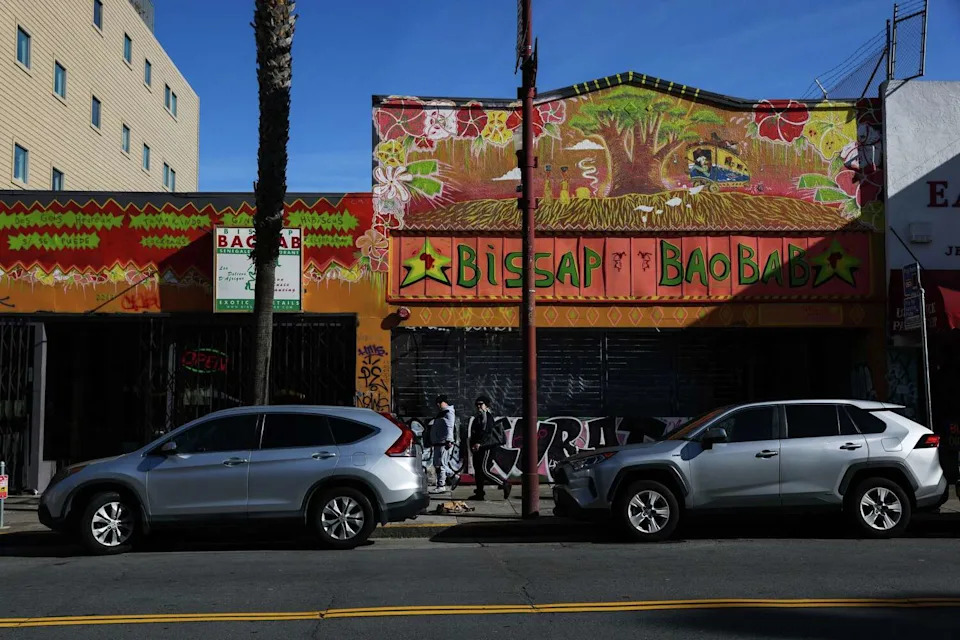 The exterior of restaurant and nightclub Bissap Baobab, as seen in 2023, in San Francisco's Mission District. (Gabrielle Lurie/The Chronicle)