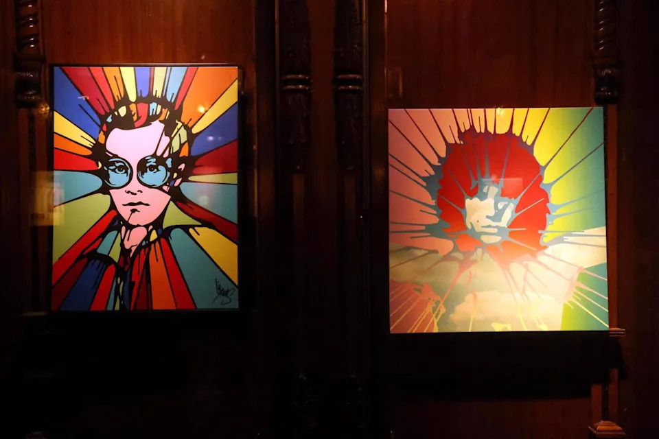 Art prints of Elton John and Jim Morrison.