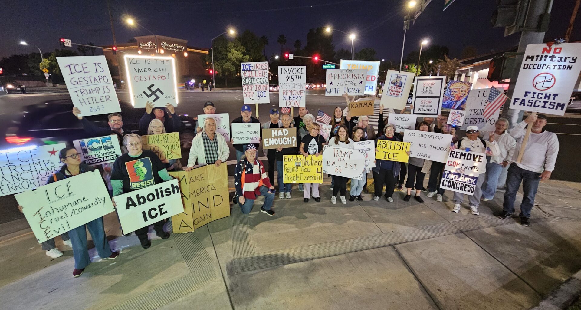 Indivisible CA-45 Maintains Weekly Protest Against ICE and Project 2025