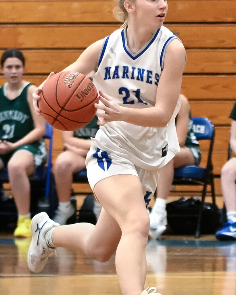 Senior captain Brooke Buehre plays a vital leadership role for the youthful Marines, who earned a big win over Calhoun Jan. 9.