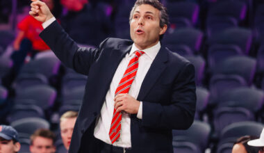 UNLV head coach Josh Pastner during a college basketball game between UNLV and Tennessee State ...