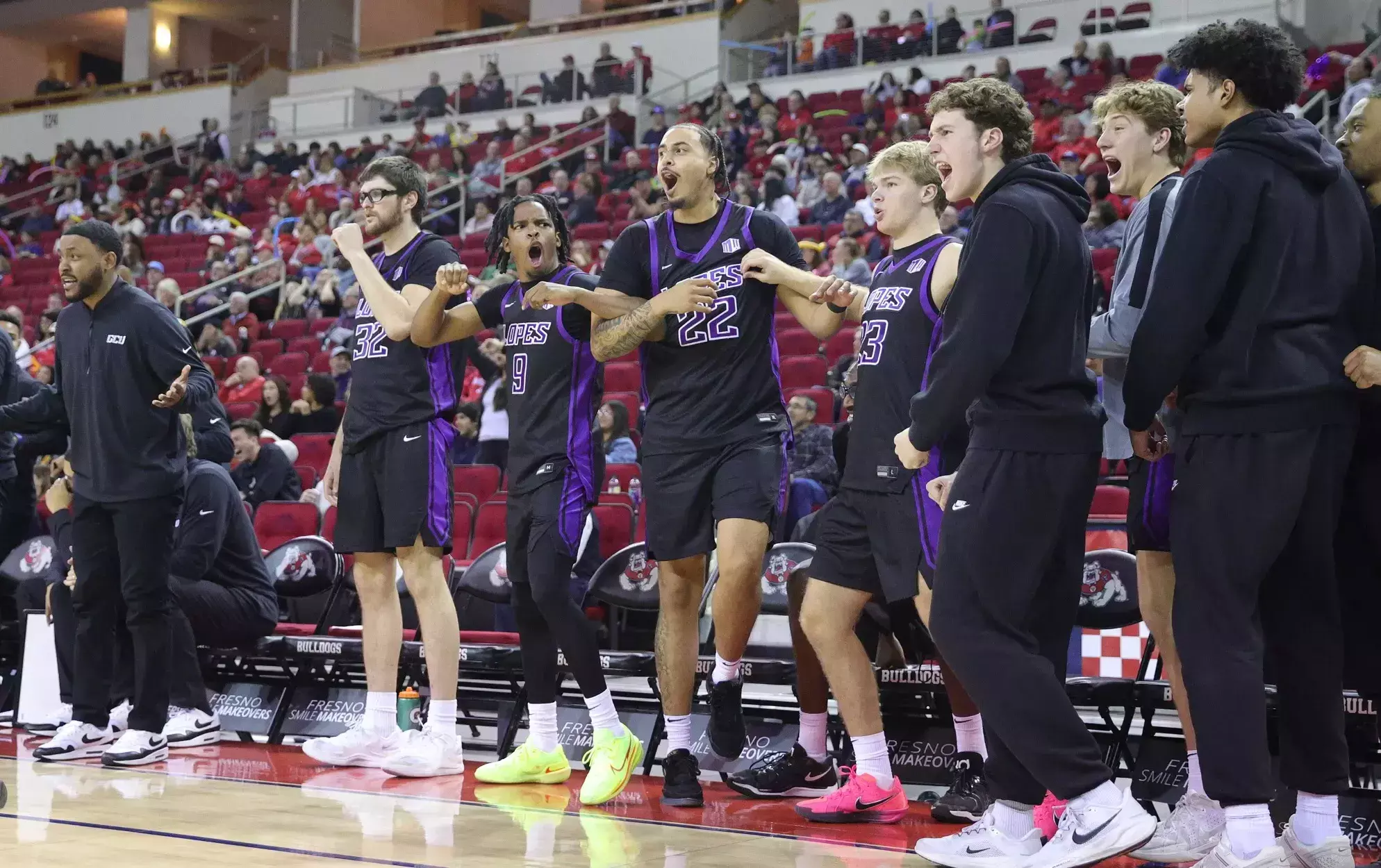 Fresno, CA  Jan. 24, 2026:  The Lopes win 68-57 against Fresno State at Save Mart Center. David Kadlubowski/GCU  