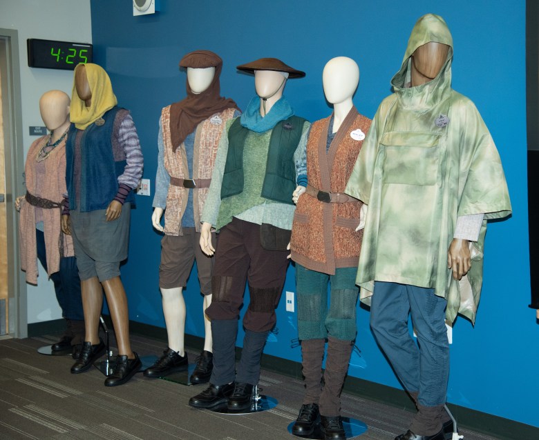 Examples of Star Wars: Galaxy’s Edge costumes. (Photo by Diana Cavagnaro/Special for Times of San Diego)