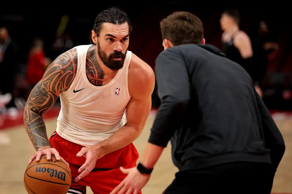 Mar 1, 2025; Houston, Texas, USA; Houston Rockets center Steven Adams (12) warms up prior to the game against the Sacramento Kings at Toyota Center. Mandatory Credit: Erik Williams-Imagn Images