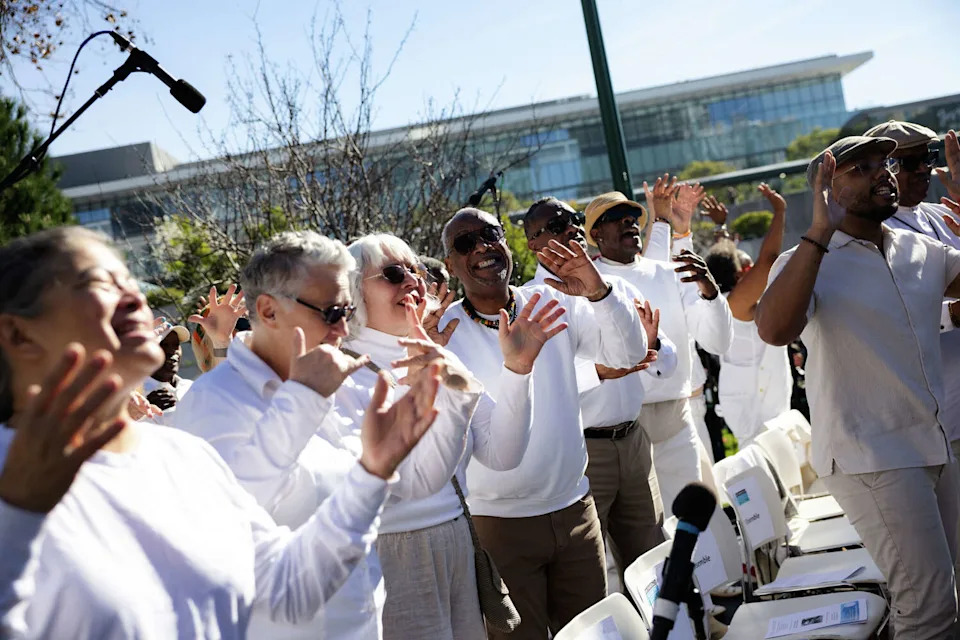 Glide Ensemble performs at a Martin Luther King, Jr. Day event on Monday in San Francisco. (Manuel Orbegozo/For the S.F. Chronicle)
