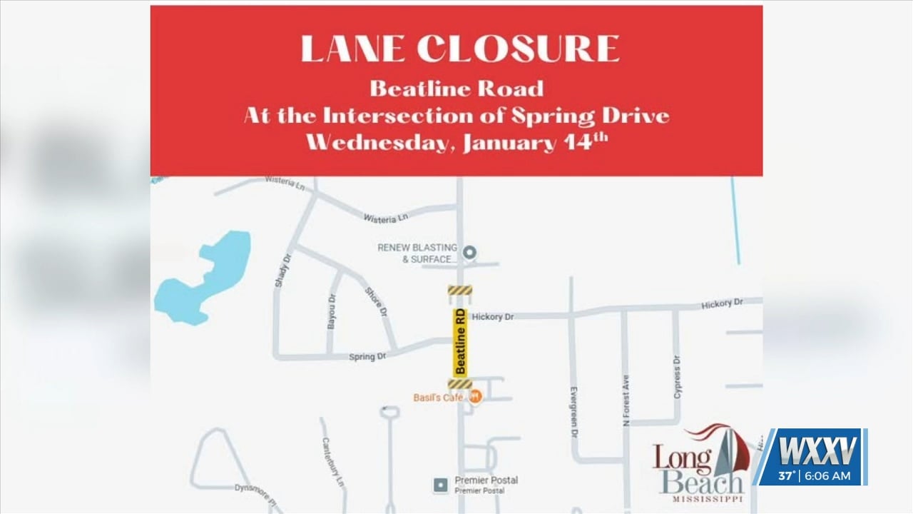 Lane closure on Beatline Road in Long Beach
