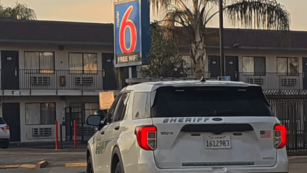 An investigation is underway in northwest Bakersfield after a man was found stabbed to death at a Motel 6, according to the Kern County Sheriff's Office. PHOTO: RD on the Scene{p}{/p}