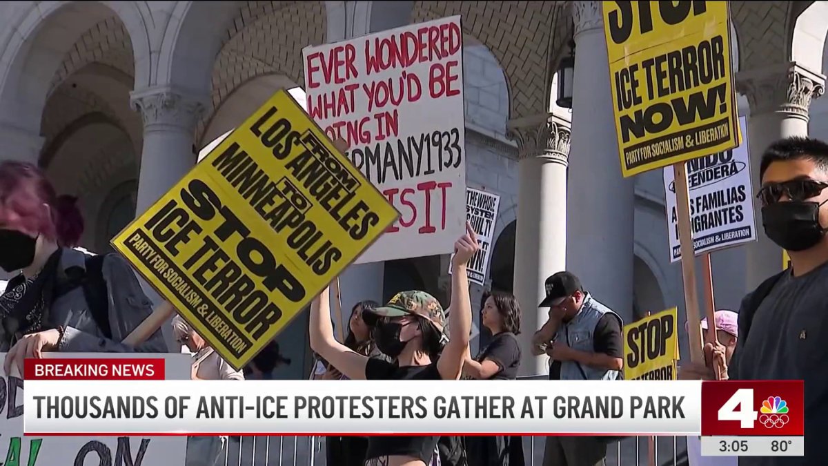Large crowds gather in downtown LA to protest immigration crackdowns – NBC Los Angeles