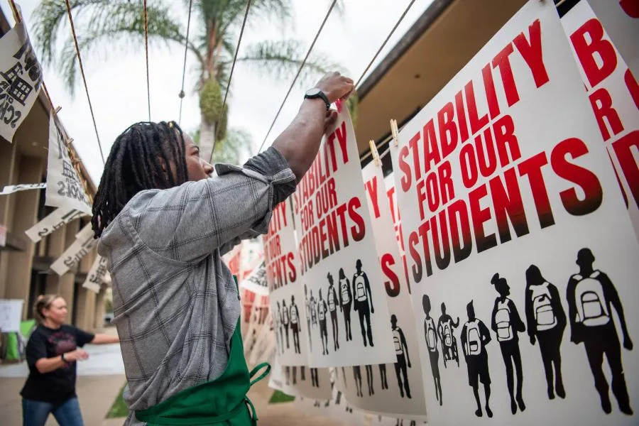 SDEA educators at an art build event to prepare for their rally and one-day strike. (Brooke Anderson)