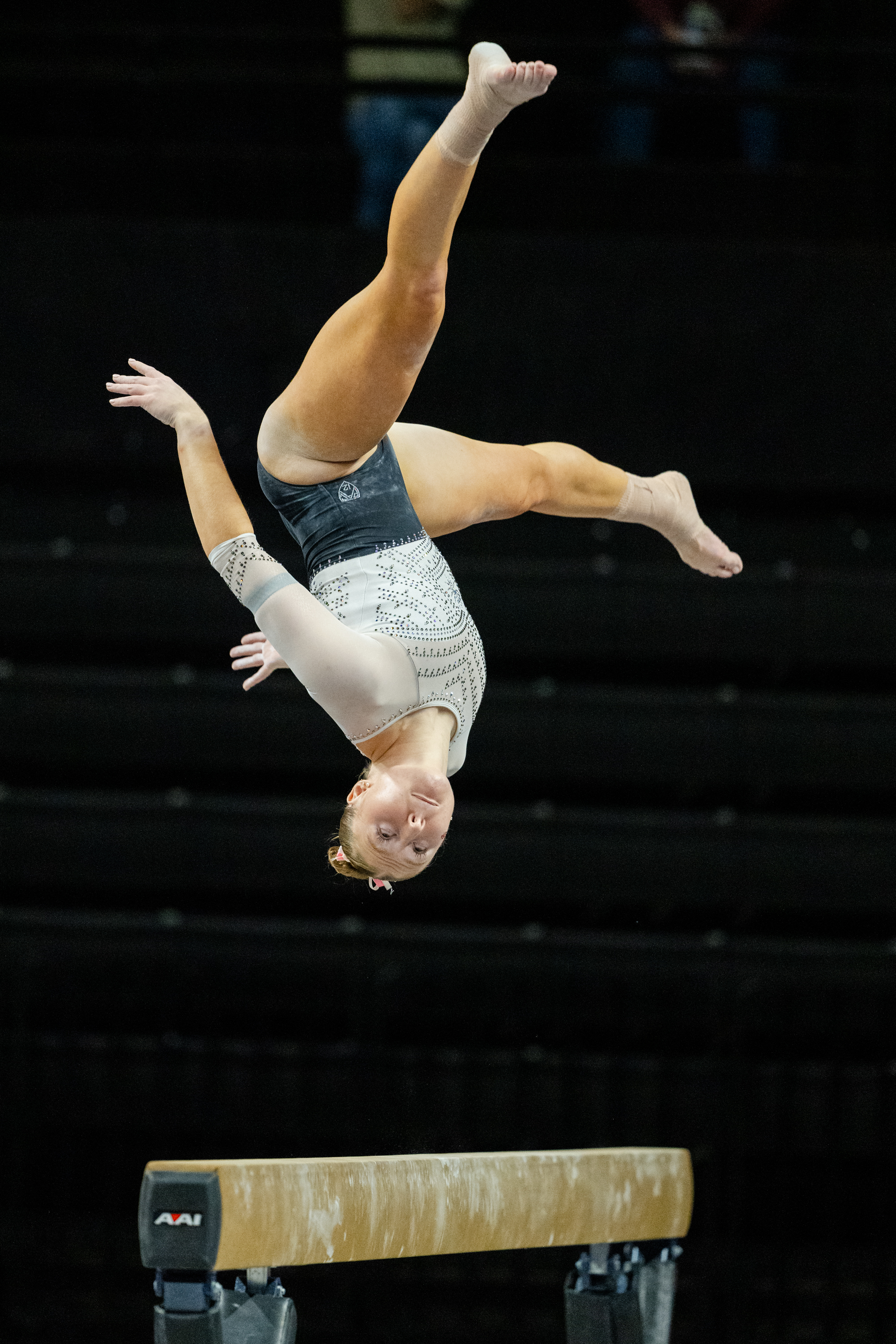 Olivia Buckner of the Oregon State Beavers competes on the balance beam during a gymnastics meet against the Sacramento State Hornets at Gill Coliseum on January 16, 2026 in Corvallis, OR.