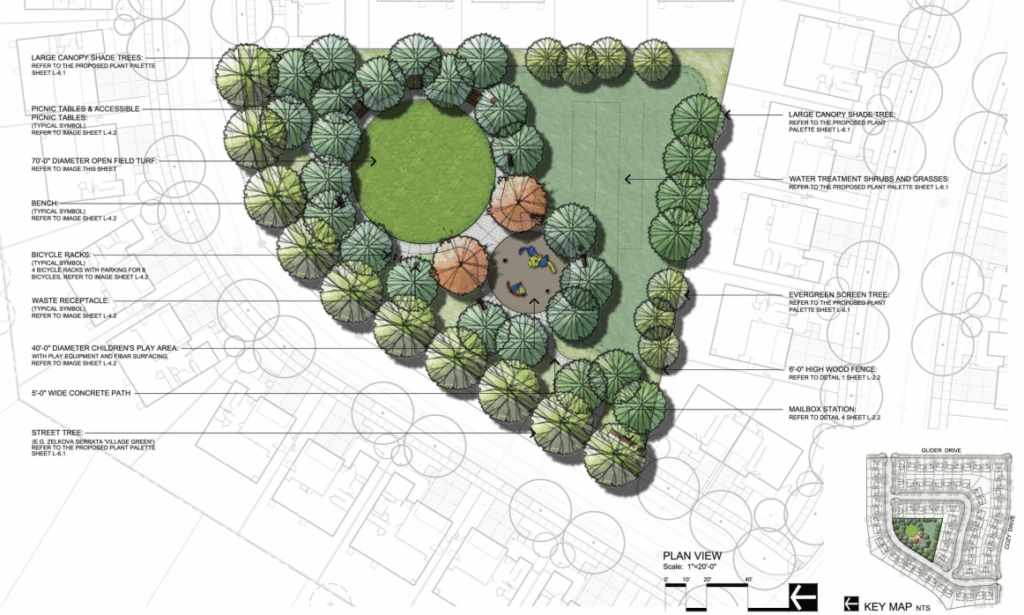 511 Cozy Avenue Park Plan, image by R3 Studios