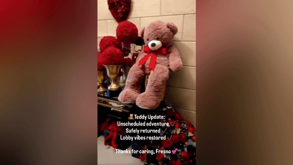 The Pacific Southwest Building announced its teddy bear that went missing this week has been returned.{ }(Courtesy: Pacific Southwest Building)