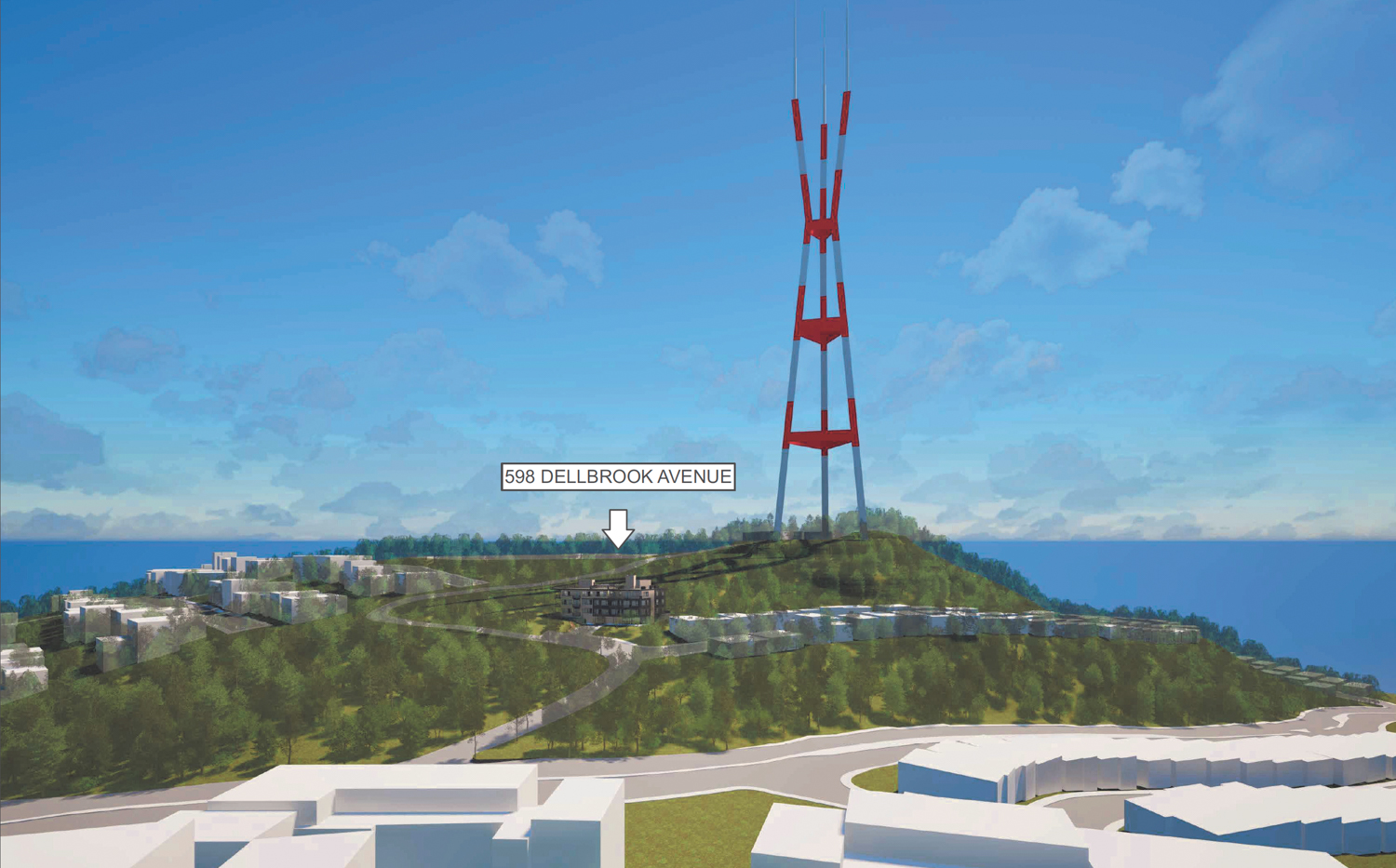 598 Dellbrook Avenue site context, rendering by RG Architecture