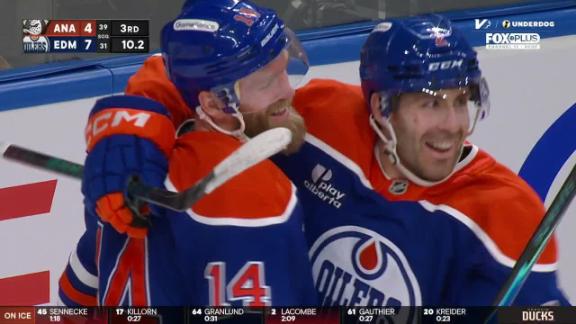 Ekholm scores hat trick as Oilers hold off Ducks for 7-4 victory
