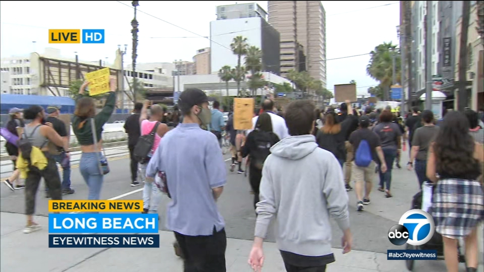 Peaceful sit-in protest and march held in downtown Long Beach