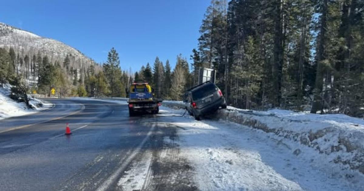Icy conditions send a car onto a snowy shoulder near Camp Sacramento | Local News