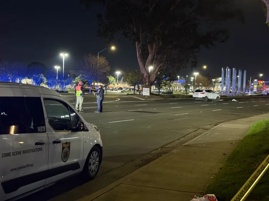 <em>Image of the vehicle crash near Arden Fair Mall./Image: FOX40</em>