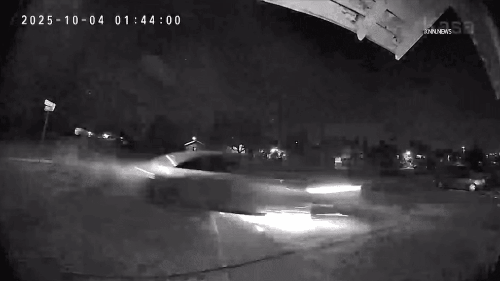 Still image from security video shows the moments before a driver crashes a car into a home in the{ }1900 block of Gage Street on Saturday, Oct. 4, 2025. (Courtesy: KNN.News)