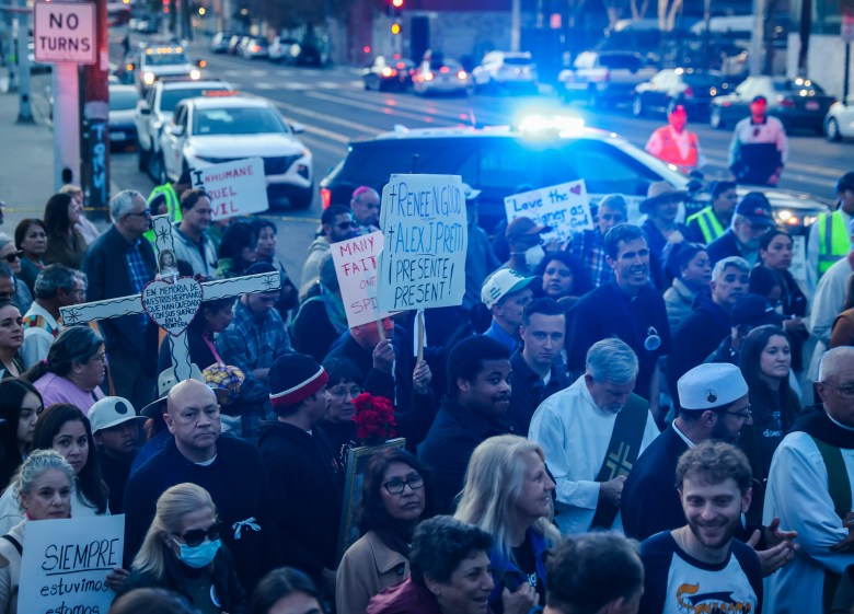 Barrio Logan march for victims of ICE violence in Minneapolis and beyond. (Photo by Adrian Childress/Times of San Diego)