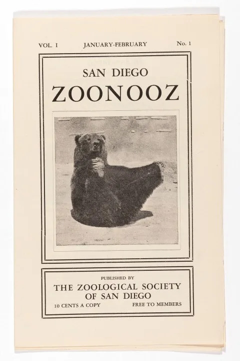 The first edition of <em>ZOONOOZ</em> ever printed (San Diego Zoo Wildlife Alliance).