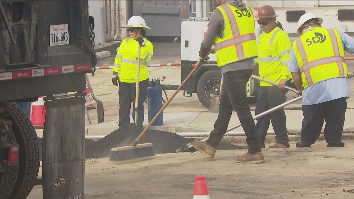 Sinkhole repairs continue in San Diego’s Morena neighborhood, drivers and businesses still impacted