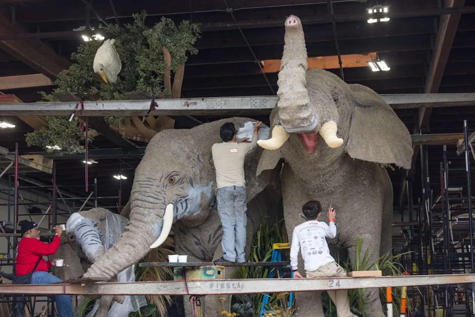 Construction of the float underway.