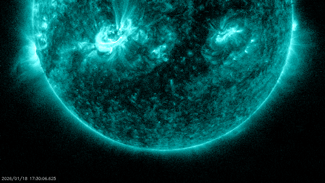 Looped video footage of a solar flare exploding on the sun's surface