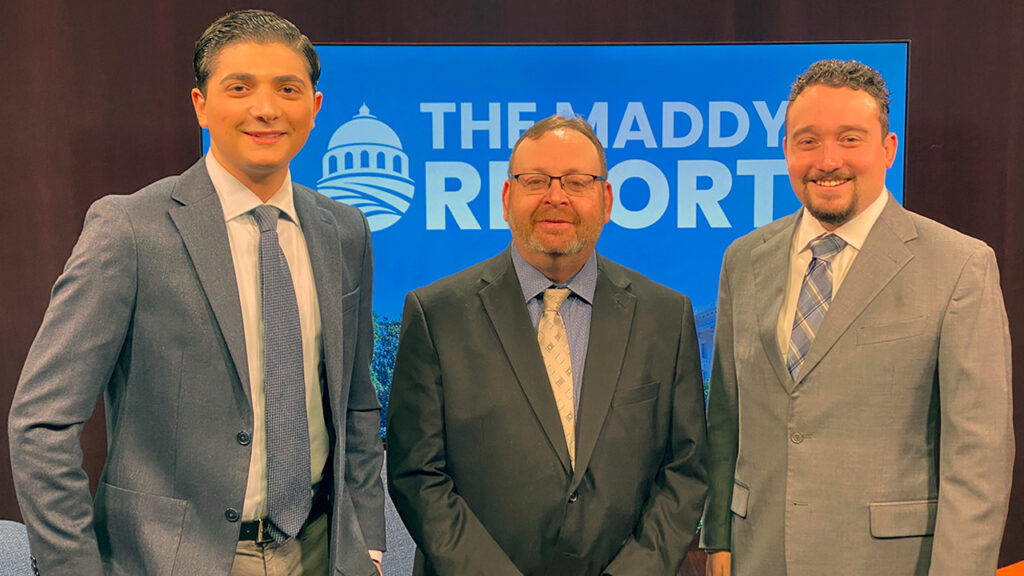 ABC30's Gabe Ferris, GV Wire's David Taub, and Maddy Report host Blake Zante