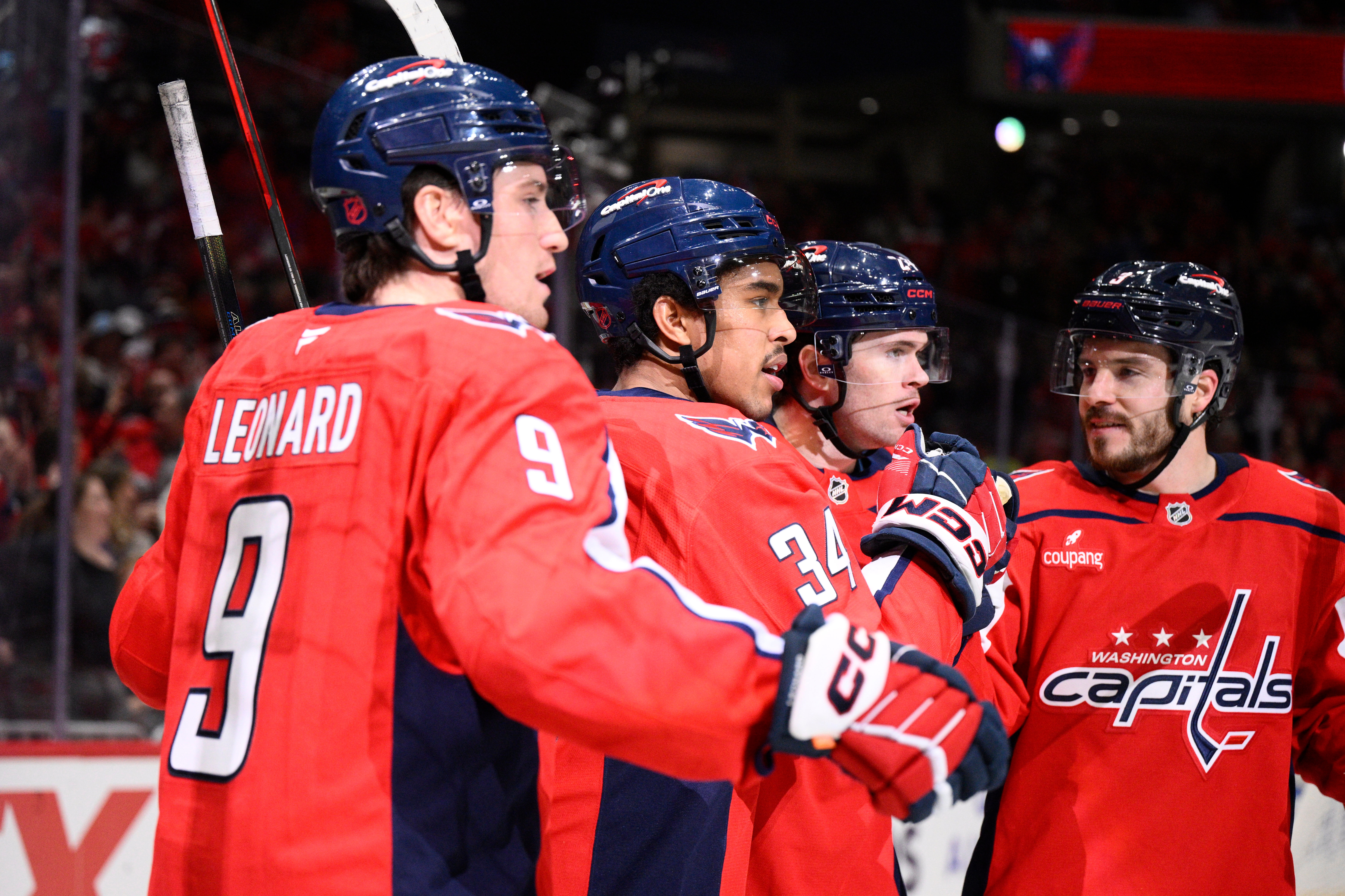 Washington Capitals right wing Justin Sourdif (34) celebrates after his...