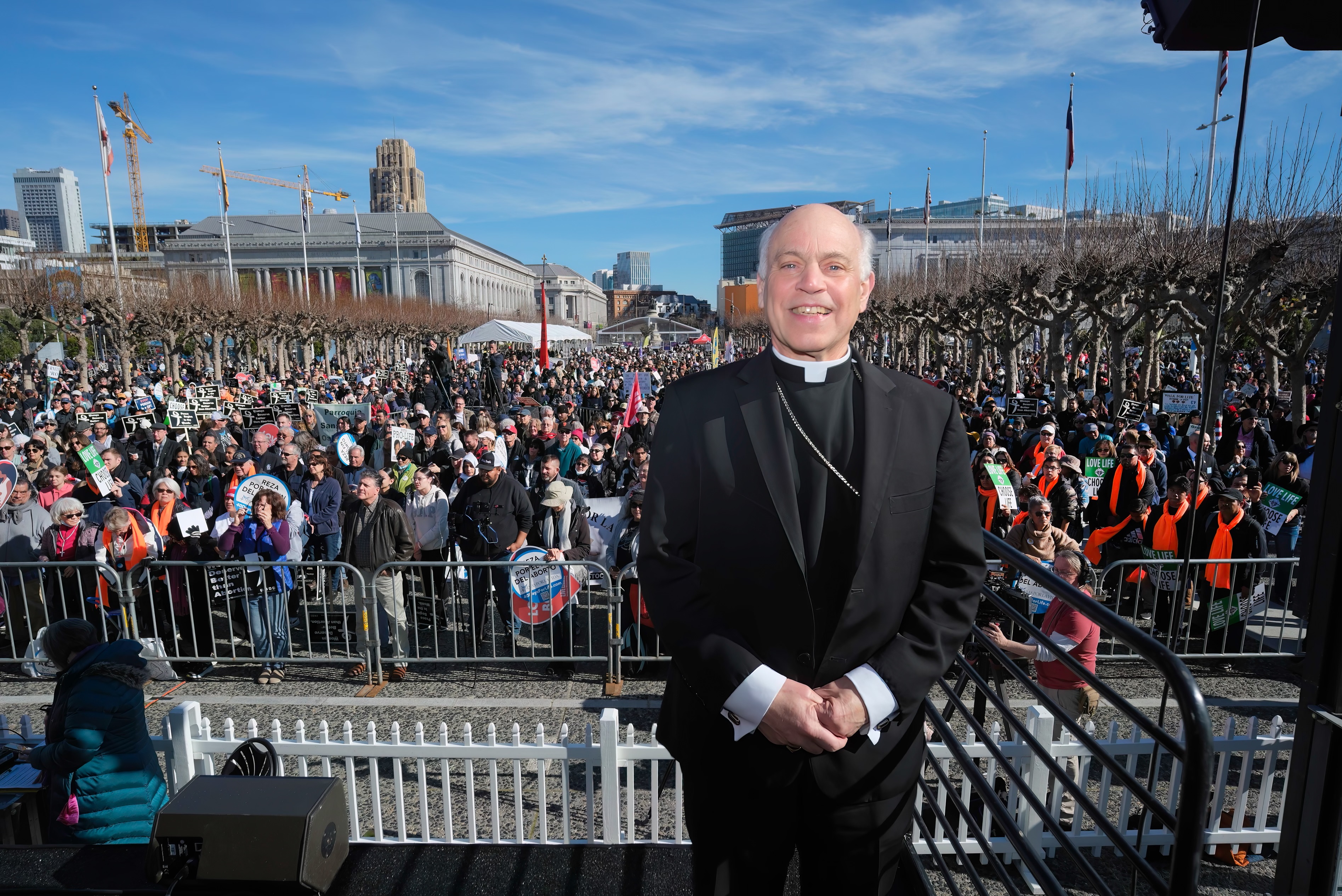Archbishop Salvatore Cordileone has attended previous Walk for Life events. This Saturday he will preside at a Mass at St. Mary’s Cathedral at 9:30 a.m. | Credit: Dennis Callahan