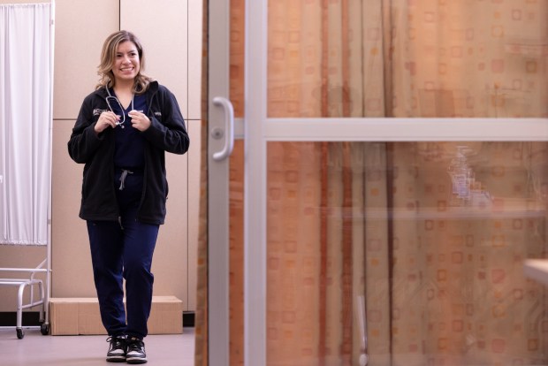 Graduate student Sophia Santana in the Nursing Simulation Center at Cal State Fullerton (Courtesy of Cal State Fullerton)