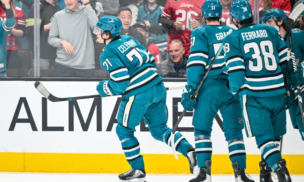 Celebrini Scores a Pair, Sharks Top Rangers 3-1