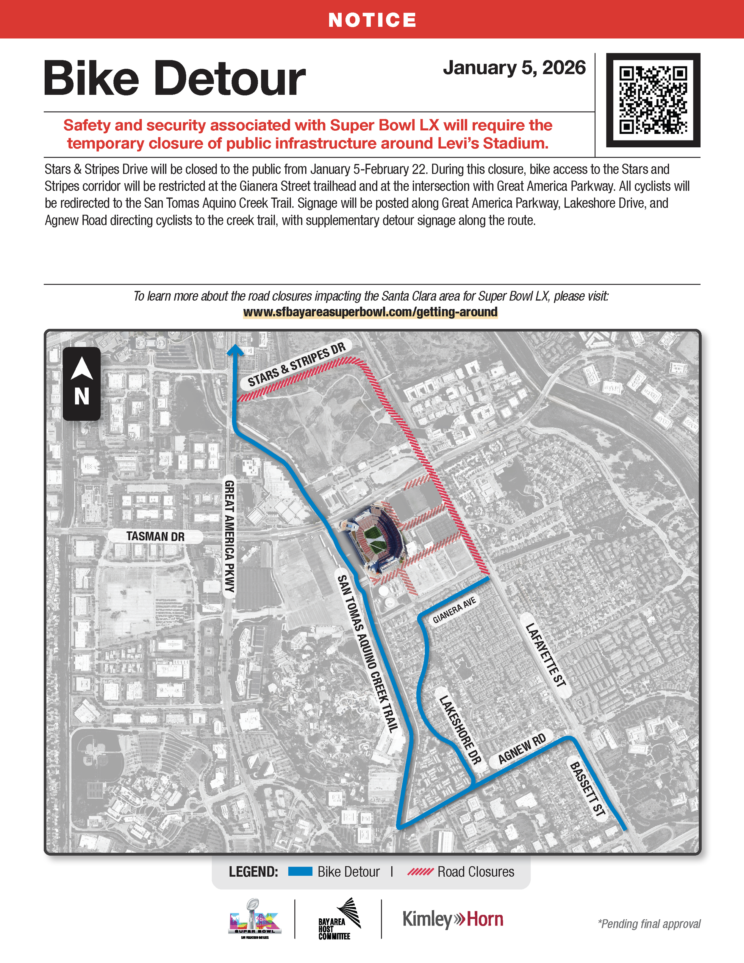 Super Bowl bike detour in Santa Clara