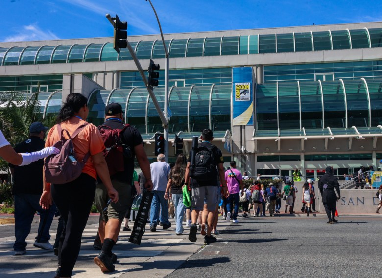 Crowds flow into the San Diego Convention Center for Comic-Con, where the panels include a facial reconstruction effort for missing children.