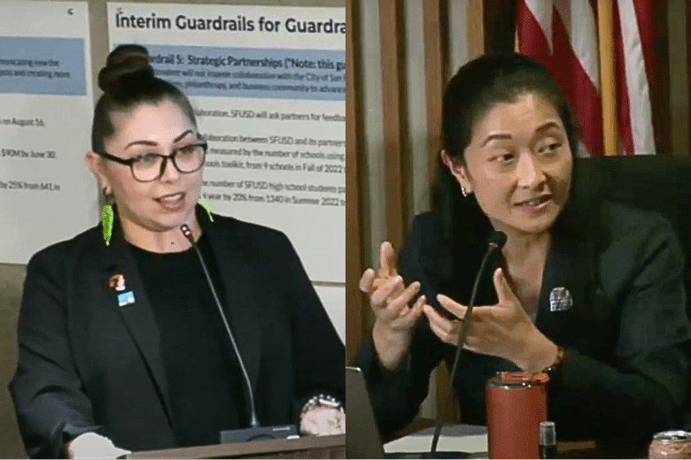 UESF President Cassondra Curiel and SFUSD Superintendent Maria Su speak at Board of Ed meetings