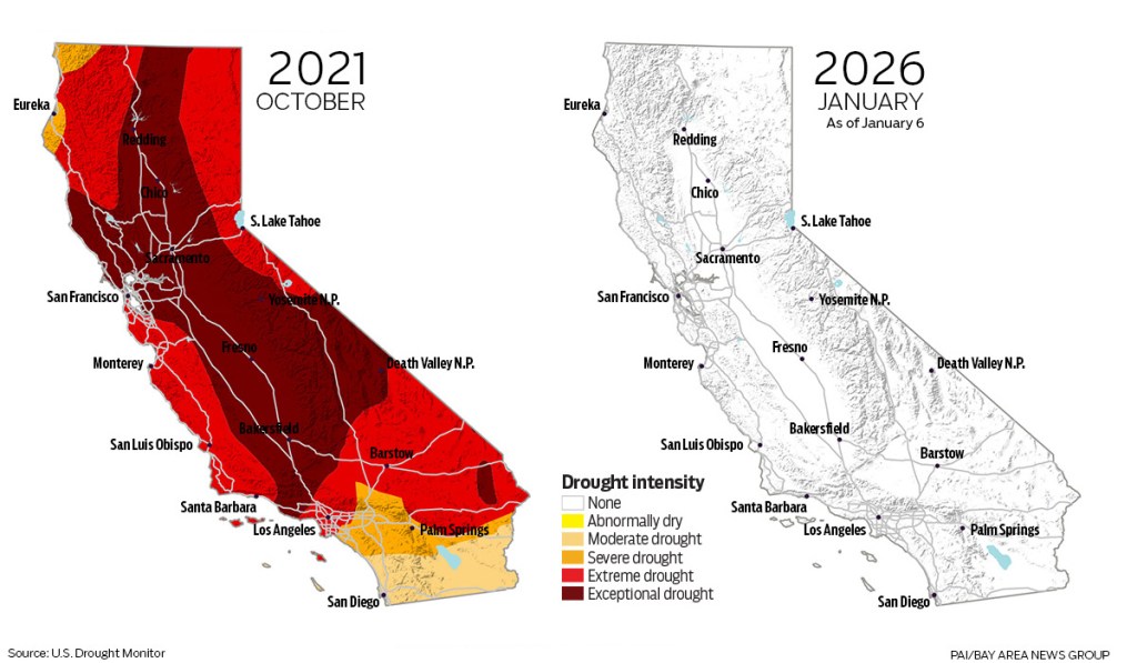 Maps show how California shifted from severe drought to abundant rain