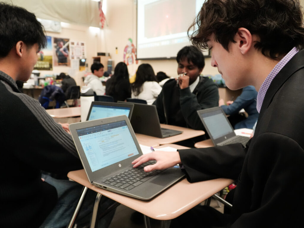 A student at a computer 